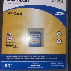 NEW Lexar 512MB SD Memory Card for older Cameras, PDA, GPS, Computers, Machines - Picture 1 of 2