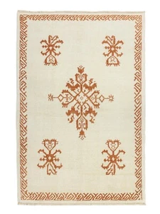 New Turkish Oushak Rug – 4'1" x 6'2" – Hand-Knotted Tribal Medallion Wool Carpet - Picture 1 of 13
