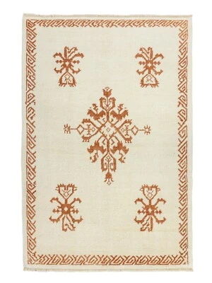 New Turkish Oushak Rug – 4'1" x 6'2" – Hand-Knotted Tribal Medallion Wool Carpet - Image 1 of 4