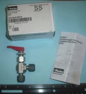 PARKER 1/4" Stainless Steel Toggle Valve Panel Mount with RED Handle NIB - Picture 1 of 3