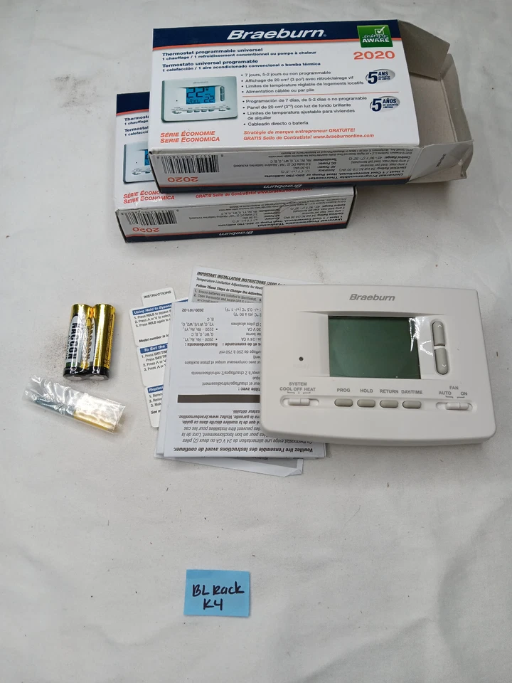 BRAEBURN 2020 Universal Programmable Thermostat, 1 Stages, 18 to 30VAC, Wall, - Image 1 of 4