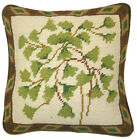 Needlepoint Pillow | Handmade Wool Small Leaves Foliage Throw Cushion 10x10
