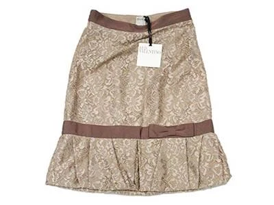 RED VALENTINO Bow Tie LACE Desert Tan FLORAL Print Bubble HEM SKIRT (38 ) - Image 1 of 3