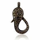 Fish Design Lobster Lock Clasp 0.64ct Pave Diamond 925 Silver Finding Jewelry