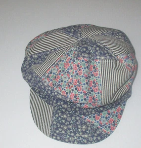 Paper Boy Cap Quilt Style Pattern Small for Child or a Woman 100% Cotton - Picture 1 of 6
