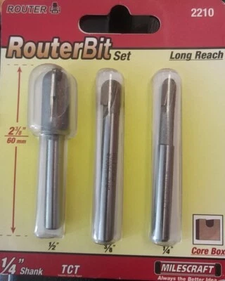 Router Bit Set Long Reach 2210 Milescraft 1/4" Shank - Image 1 of 4