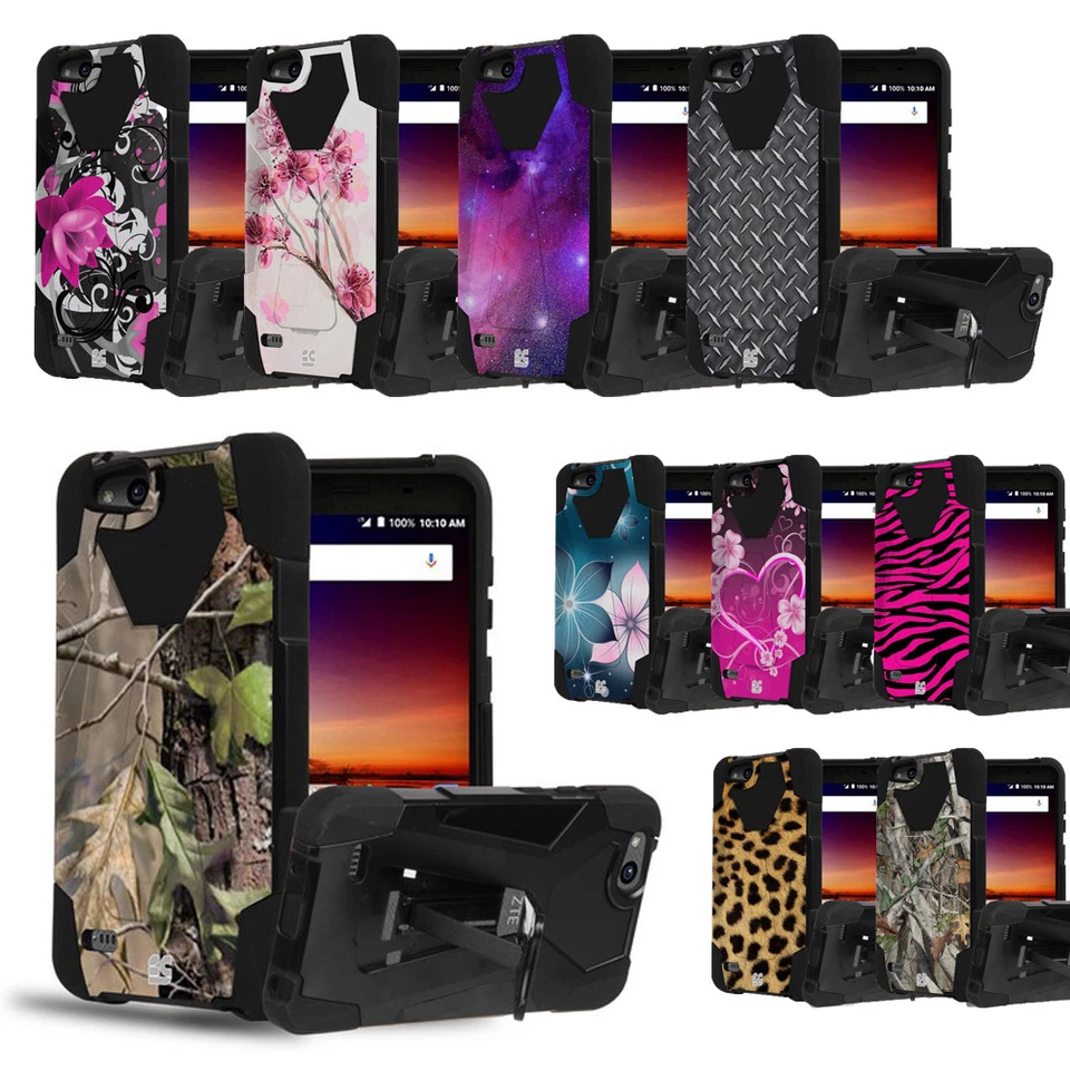 For ZTE Fanfare 3 Zfive G Tempo Go X Zfive C Rugged Case w/Stand Cover - Image 1 of 4