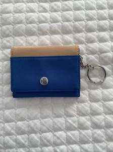LAUREN RALPH LAUREN BLUE TAN ID/ CREDIT CARD HOLDER KEYCHAIN WALLET - Picture 1 of 8