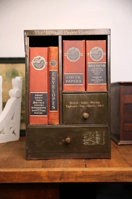 Vintage Metal Industrial file cabinet ledger book holder Salesman Sample antique - Image 1 of 4