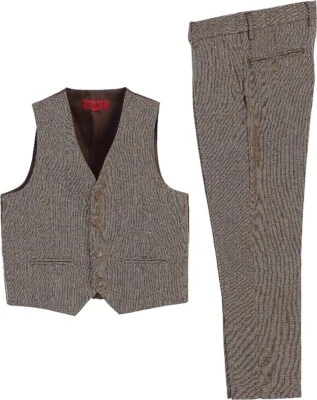 Gioberti Kids and Boys 2 Piece Plaid Brown Vest and Pants size 16 - Image 1 of 4