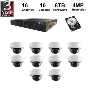 Kit NVR: 16 canales H.265 NVR + disco duro total 8 TB + cámaras IP de 4 MP (10 piezas) - Imagen 1 de 2