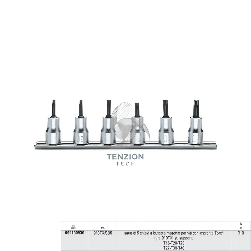 Set 6 Chiavi A Bussola Maschio Torx 3/8" T15-T40 - Beta 910TX/SB6 - Immagine 1 di 1