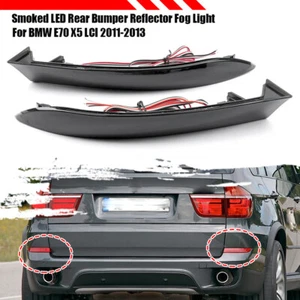 2x Smoked Lens LED Rear Bumper Reflector Brake Lights For 2007-2013 BMW E70 X5 - Picture 1 of 9
