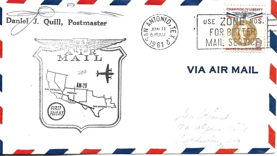 First Airmail Flight San Antonio TX June 11 1961 AAMC#12W67 - Image 1 of 1