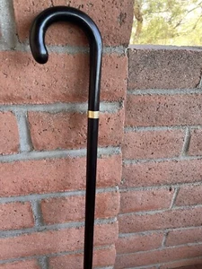 Vintage Ebony Wood Curved Walking Cane Stick Hook - Picture 1 of 16