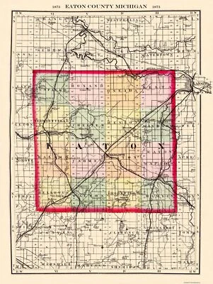 Historic County Map - Eaton County Michigan - Walling 1873 - 23 x 30.56 - Image 1 of 4