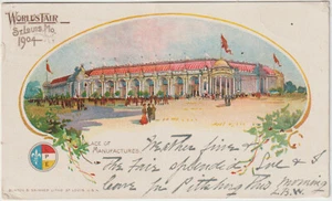 1904 PPC St Louis Mo World's fair St Louis fancy cl #300 Palace of Mfg (d198) - Picture 1 of 2