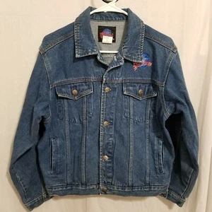 Vintage 1991 Planet Hollywood Jacket Washington DC Denim Jeans Sz YXL - Picture 1 of 8