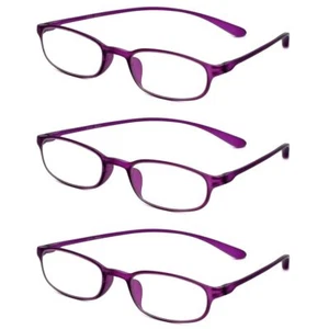 Calabria 718 Flexie Oval Reading Glasses +3.25 Violet (3pack) Men/Women Bendable - Picture 1 of 9