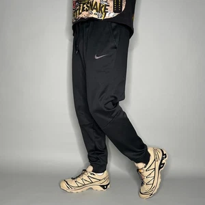 Vintage Y2K Nike Jogginghose Herren L Jet Black Grey Swoosh Polyester Joggers - Bild 1 von 4