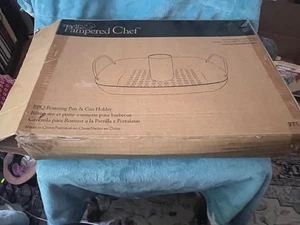 Pampered Chef BBQ Roasting Pan & Can Holder #2714 Discontinued - Picture 1 of 6
