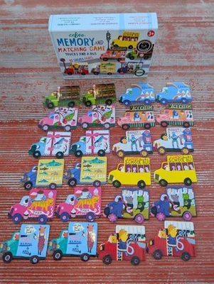 2021 eeBoo Trucks and a Bus Little Memory Matching Game 12 Shaped Pairs Best Toy - Image 1 of 4