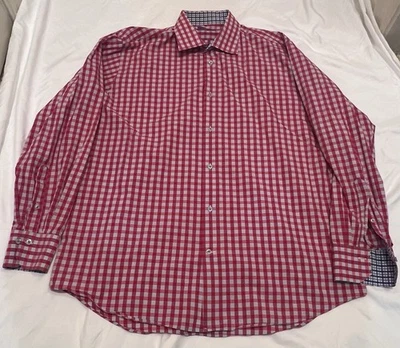 Men’s Lorenzo Uomo Trim Fit Men's Dress Shirt 17 34/35 Long Sleeve Plaid - Image 1 of 4