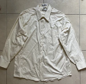 Camicia Geoffrey Beene uomo XL 17 1/2 34/35 avorio antirughe con bottoni manica lunga - Foto 1 di 12