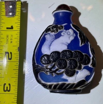 chinese antique glass snuff bottle beautiful workmanship - Image 1 of 4