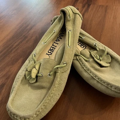 Mocasines De Colección Sam & Libby Boat Zapato Detallado Talla 6 Cuero Gamuza Verde Como Nuevo Foto 1 de 4
