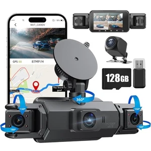 360 Dash Cam Front and Rear Inside,4 Channel Dash Cam 2025,2.5K+1080Px3 Dash Cam - Picture 1 of 8