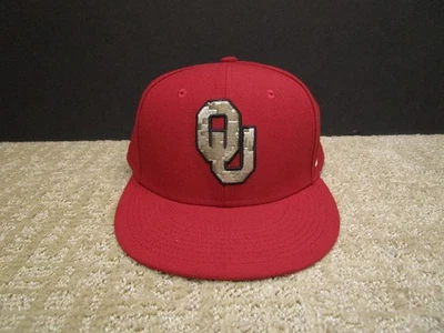 Oklahoma Sooners Fitted Adult 7 Red OU NCAA Baseball Military Nike Dri Fit Block - Image 1 of 4