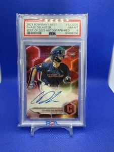 Chase DeLauter 2023 Bowman's Best /10 Auto Red Refractor PSA 8 #B23-CDE Guardian - Picture 1 of 2