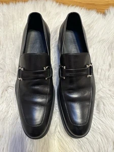 Salvatore Ferragamo Mens Size 9 EE Loafer Shoes RAY Black Calfskin Made in Italy - Picture 1 of 13