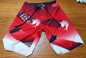 Salt Life Key West Board Shorts Swim Trunks Size 30 Red w Swordfish - Picture 1 of 6