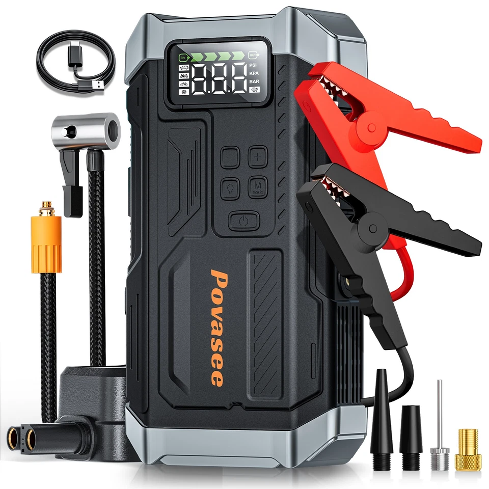 5000A Car Jump Starter with Air compressor Booster Jumper Power Bank Car Battery - Image 1 of 4