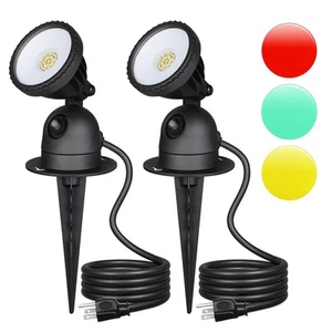 2Pk LED Outdoor Spotlight Waterproof Dusk to Dawn Spot Lights Landscape Lighting - Picture 1 of 8