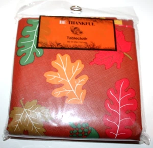 Be Thankful Fall/Thanksgiving Leaf/Leaves Pattern Round Tablecloth - 60 in. - Picture 1 of 1