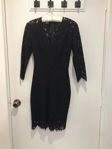 LOVER THE LABEL BNWT Oasis Black Lace 3/4 Sleeve Pencil Dress Size 6 RRP $495. - Picture 1 of 8