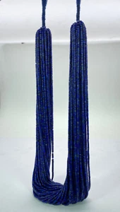 Royal Blue lapislazzuli 2mm heishi perline fili 16" lunghi fatti a mano turkmen - Foto 1 di 14