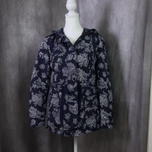 Anthropologie Hei Hei Jacket Womens XS Blue Floral Anorak Sketchbook Full Zip - Picture 1 of 12