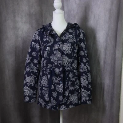 Anthropologie Hei Hei Jacket Womens XS Blue Floral Anorak Sketchbook Full Zip - Image 1 of 4