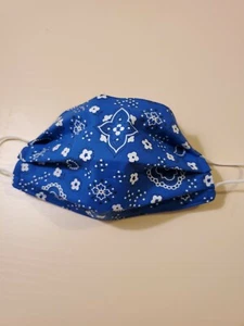 Adult Face Mask, Blue Bandanna Print, White and Blue Paisley, Country, Farm - Picture 1 of 2