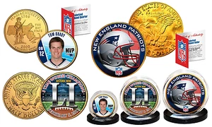 SUPER BOWL 51 CHAMPIONS NEW ENGLAND PATRIOTS 5X CHAMPION 24KT GOLD 3 COIN SET! - Picture 1 of 1