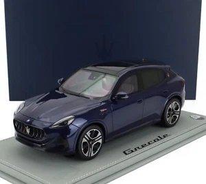 BBR MASERATI GRECALE FOLGORE SUV 2022 BLU INTENSO with Showcase LE20 1/18 New - Picture 1 of 4