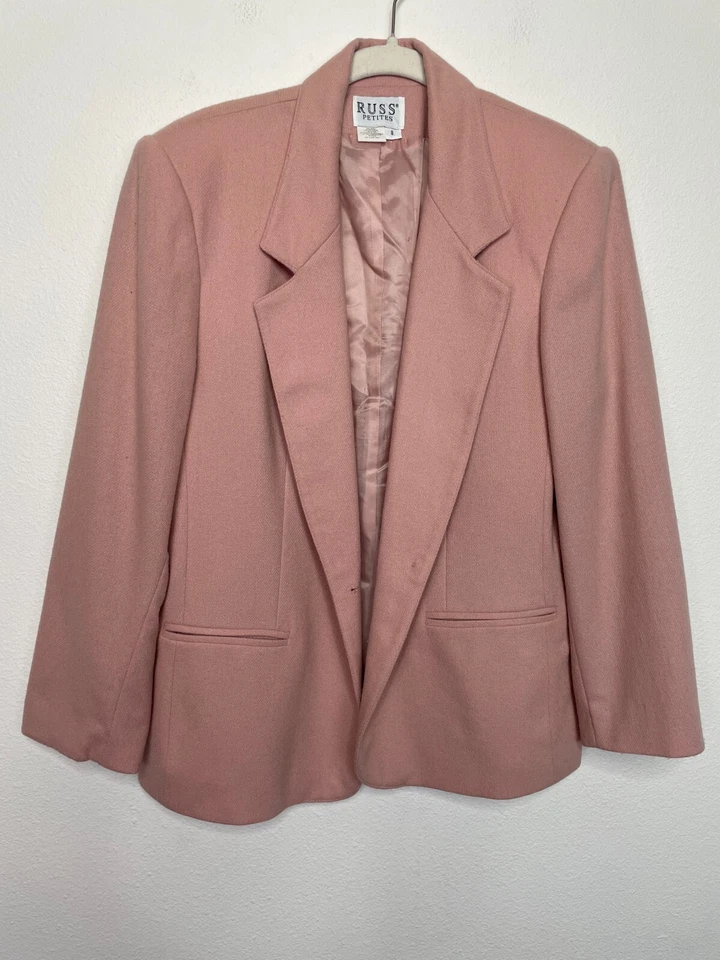 RUSS Blazer Coat 8 Pink Wool Blend Long Sleeve Single Button Career Minimalist - Image 1 of 4