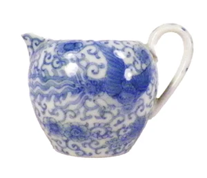 Phoenix Bird Creamer Blue Flying Turkey Porcelain Asian Marking Vintage - Picture 1 of 5