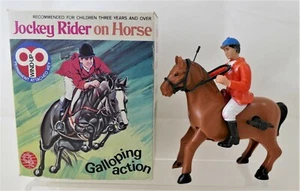 Vintage Wind Up Jockey Rider on Horse Toy with Original Box - Photo 1/11