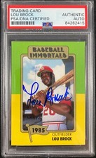 Lou Brock auto card Baseball Immortals #195 St. Louis Cardinals PSA Encapsulated