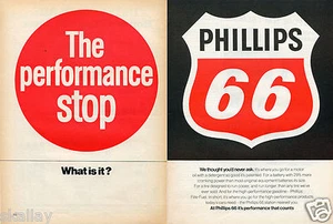 Anuncio impreso de 2 páginas Phillips 66 1970 aceite de motor la parada de rendimiento - Imagen 1 de 1